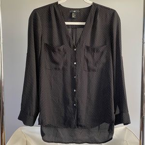 EXPRESS | Black Polka Dot Button Up Blouse